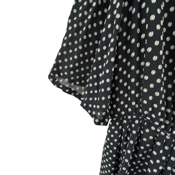 Derek Lam 10 Crosby Polka Dot Tiered Mini Dress Size 10 Black White Retro Flowy - Picture 7 of 9